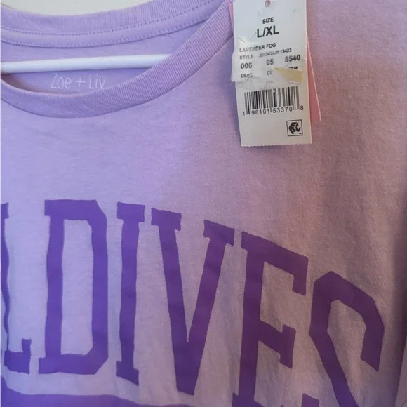 Zoe + Liv Lavender Graphic Tee NWT Size L/XL - Picture 2 of 4